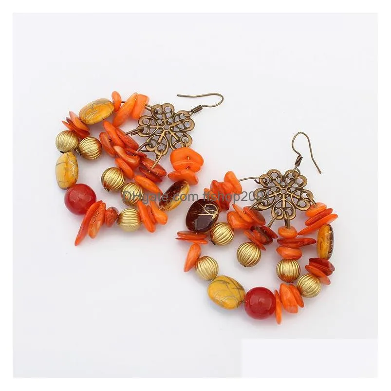 fashion jewelry womens colorful beads dangle earrings hollow out flower beads earrings