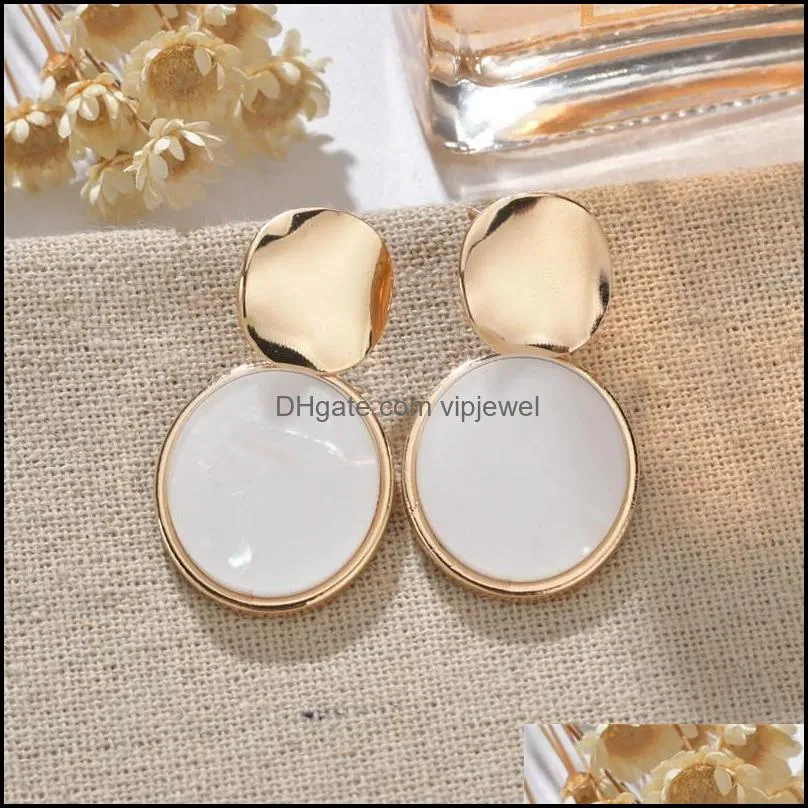 2019 gold korean sequins acrylic earrings for women lover fashion drop round heart dangle earring wedding geometric jewelry