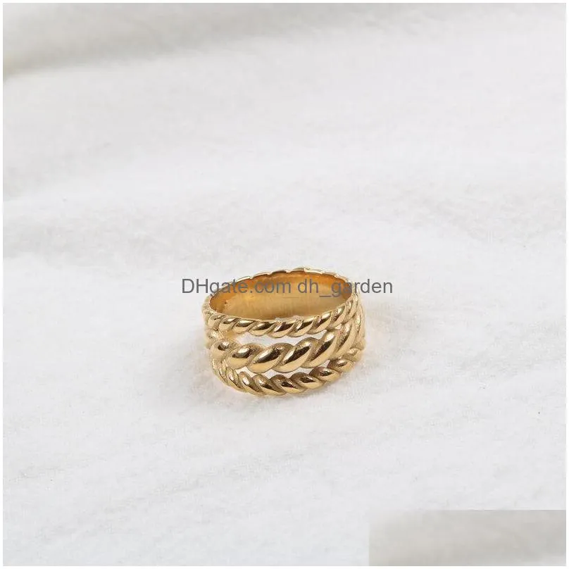 cluster rings stainless steel ring irregular wide thread gold old twist for womens statement punk steampunk wedding accessories