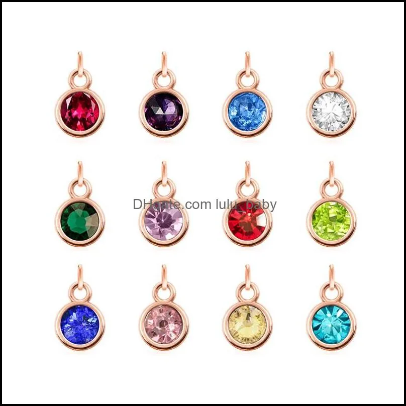 12pcs/lot 12 colors birthstone charms necklace pendant hang charms pendant fit for necklace chain diy jewelry 518 q2