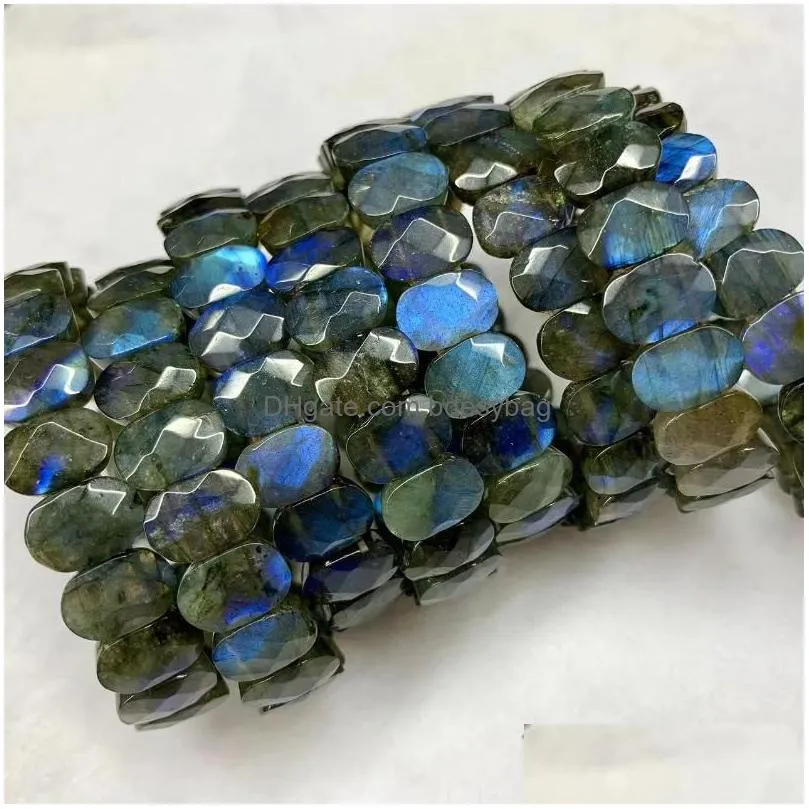 strand rainbow labradorite stone beads bracelet natural gemstone diy jewelry bangle for woman man gift wholesale