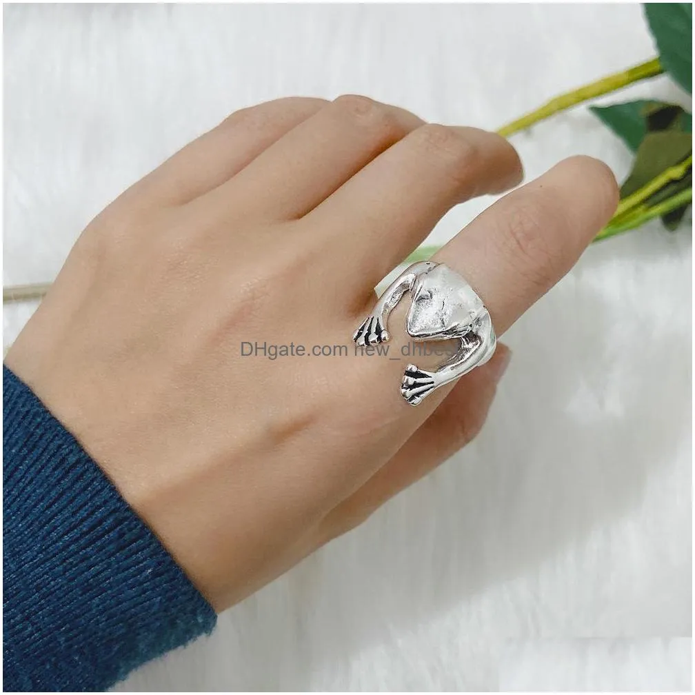 europe fashion retro exaggerated cartoon frog ring opening lady rings