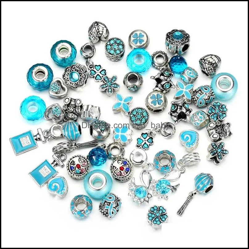 50pcs european bead safety chain bead charm european bead fit for pandora bracelets mix color 1135 t2