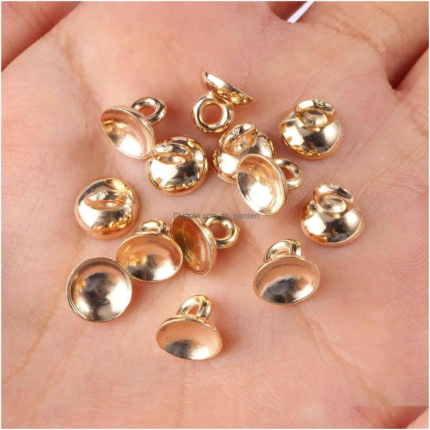 500pcs gold silver color end caps round bead connector loose ccb beads for jewelry making diy charm necklace pendant accessories