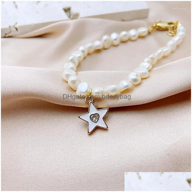 strand south korea simple drop glaze natural pearl bracelet fivepointed star love zircon niche baroque specialshaped fashion jewelry