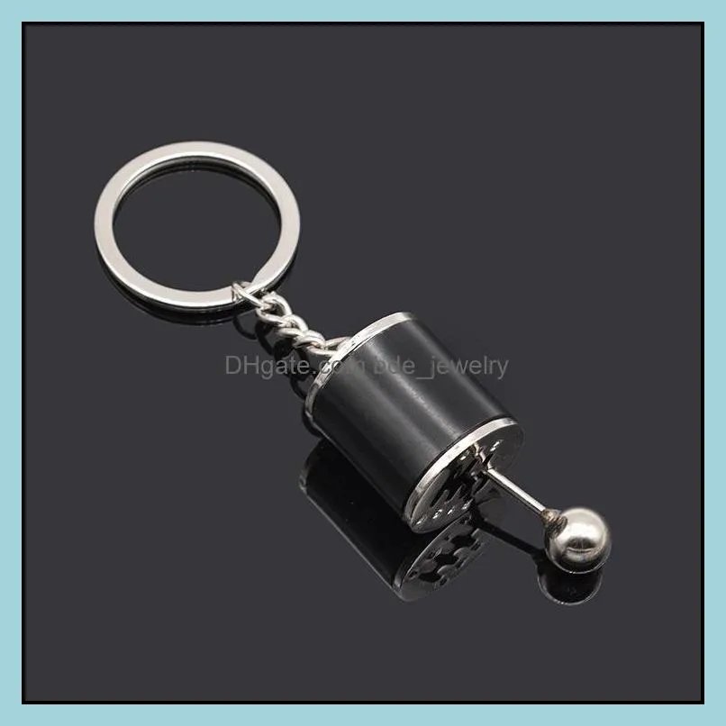 fashion creative car 6 speed gearbox gear head blower key rings manual transmission lever refitting metal pendant keychains