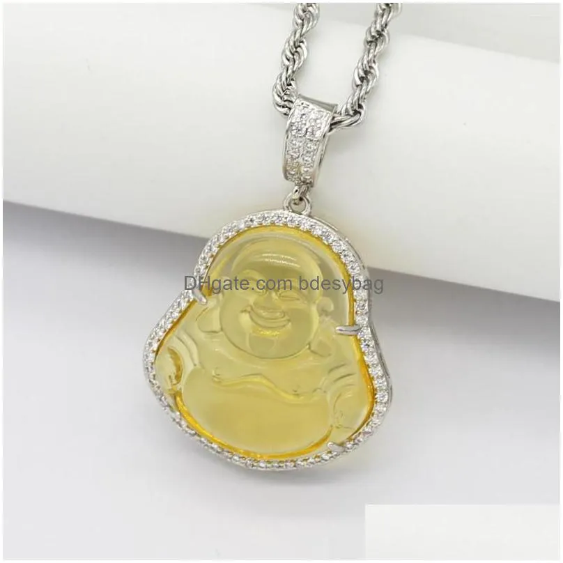pendant necklaces punk jewelry buddha necklace women men colorful lampwork glass stone pendulum maitreya healing amulet