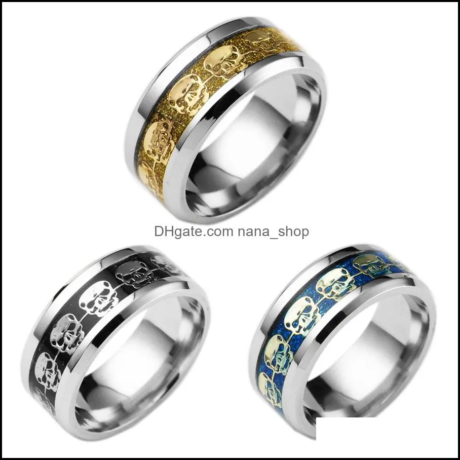 2016 stainless steel men s rings skeleton skull titanium steel band rings 3 colors male fashion ring for man jewelry