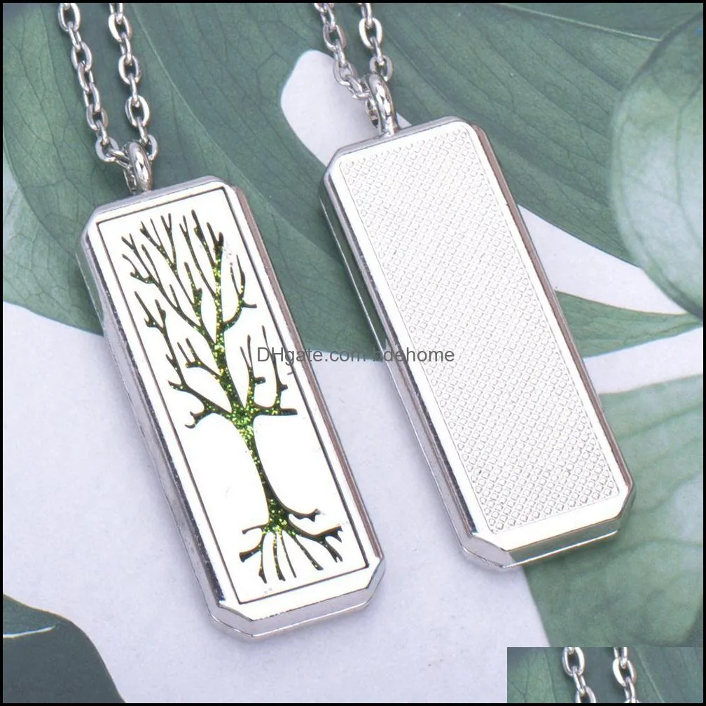 women men aromatherapy necklace diffuser jewelry rectangle stainless steel magnetic locket pendant essential oil perfume necklaces