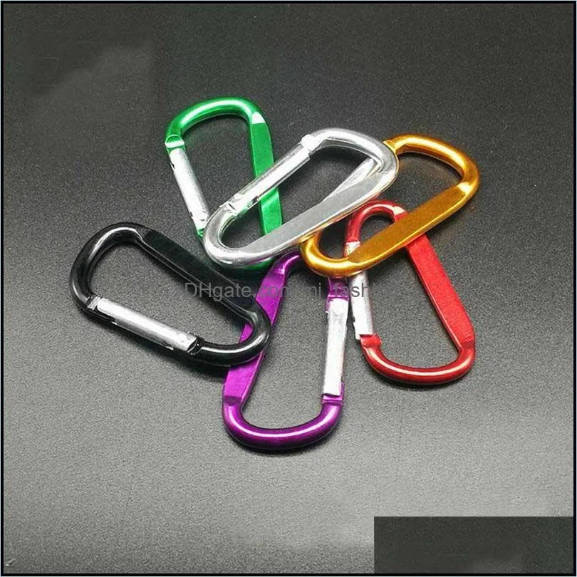 aluminum carabiner key rings d shape locking buckle outdoor camping keychain clip hook hiking heavy duty keyfobs dhs p75fa