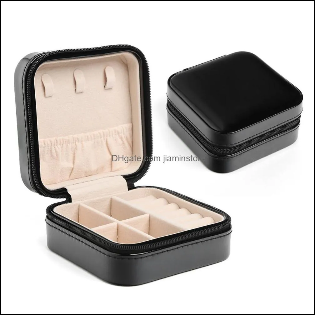 multifunctional mini portable storage box organizer earring holder zipper women jewelry display travel case 100x100x50mm