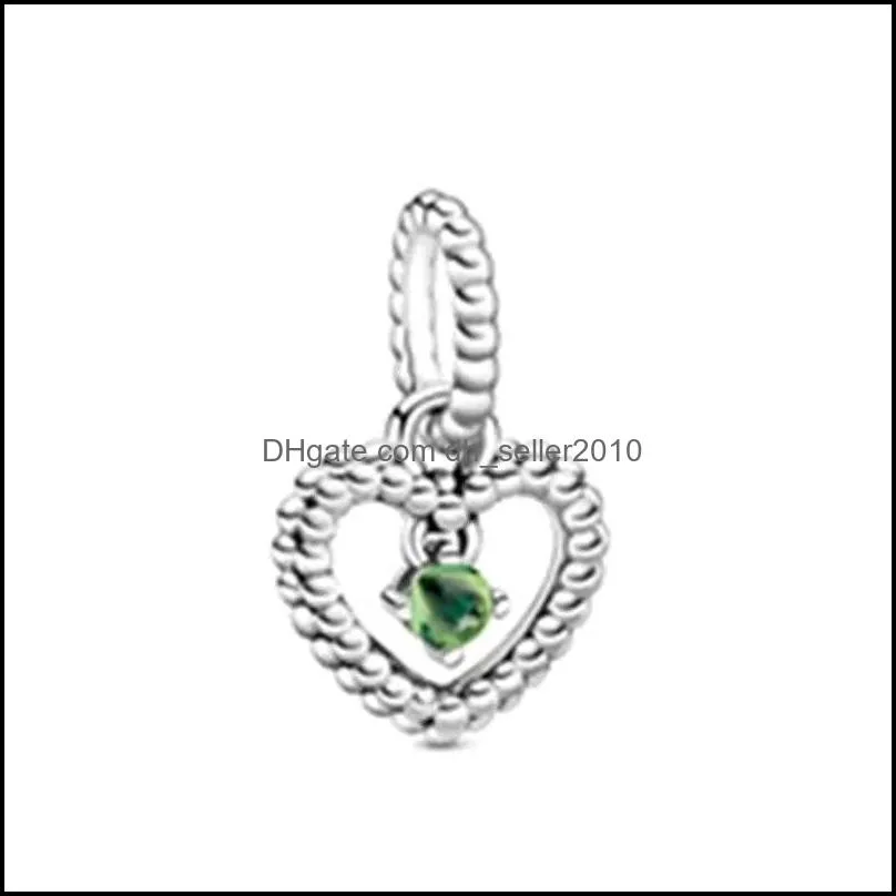 925 sterling silver 12 months beaded heart dangle fit pandora bracelet necklace pendant charm diy jewelry 489 h1