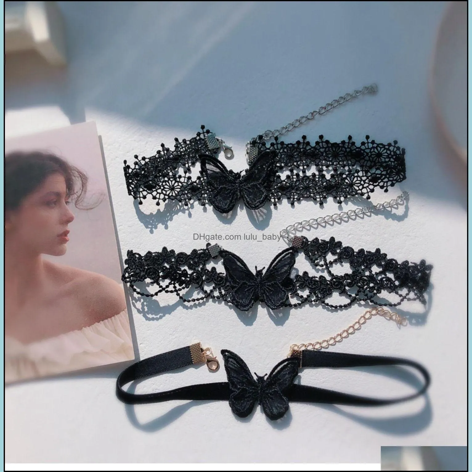 butterfly necklaces black lace cute clavicle choker women fashion jewelry girl necklace gift 20220223 t2