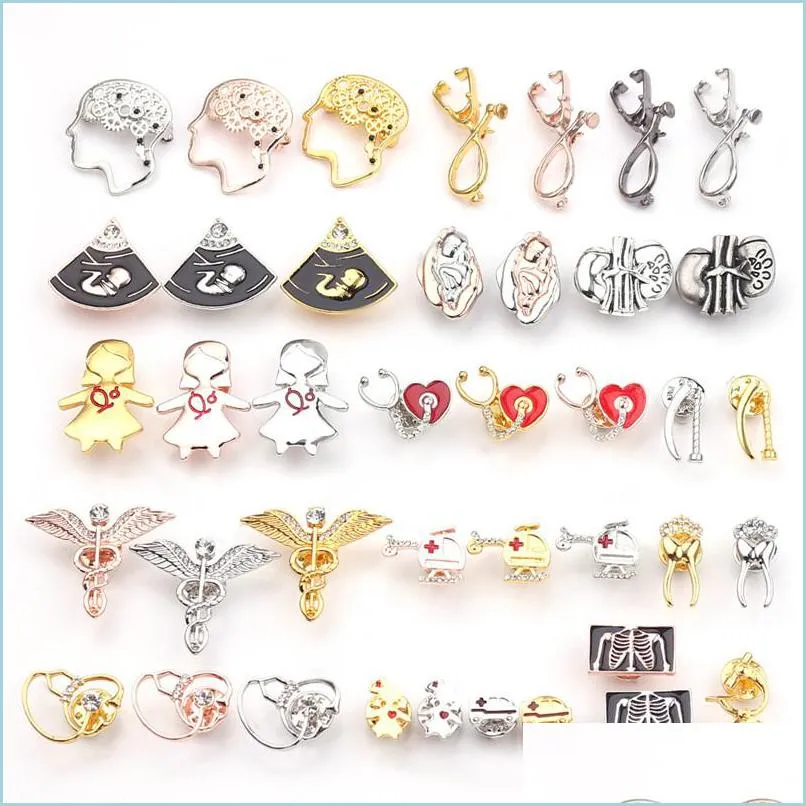 creative medical care series brooches for women men cute cartoon medical equipment brooch pins alloy personality emblem