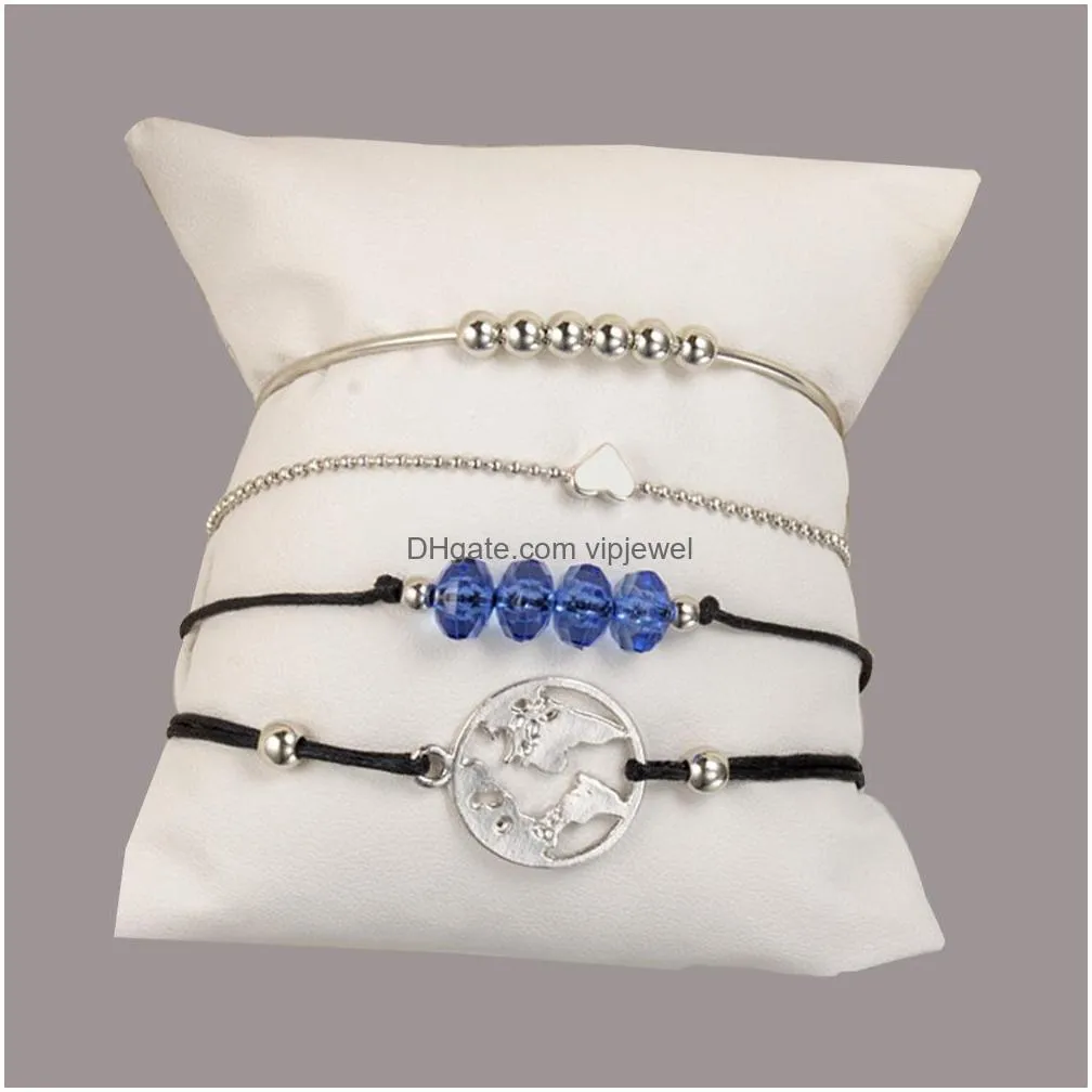 fashion jewelry bracelet set metal map beads chain bangle bracelets 4pcs set