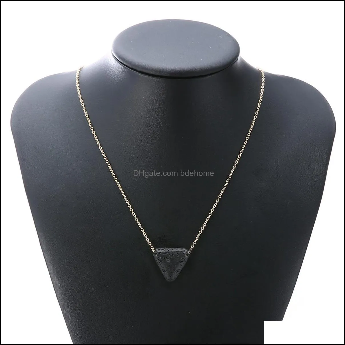  lava rock necklaces circle triangle  oil diffuser natural stone pendant aromatherapy necklaces for women fashion