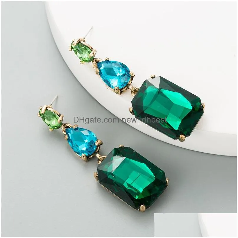 fashion jewelry s925 silver post geometric rhinstone dangle earrings women stud earrring