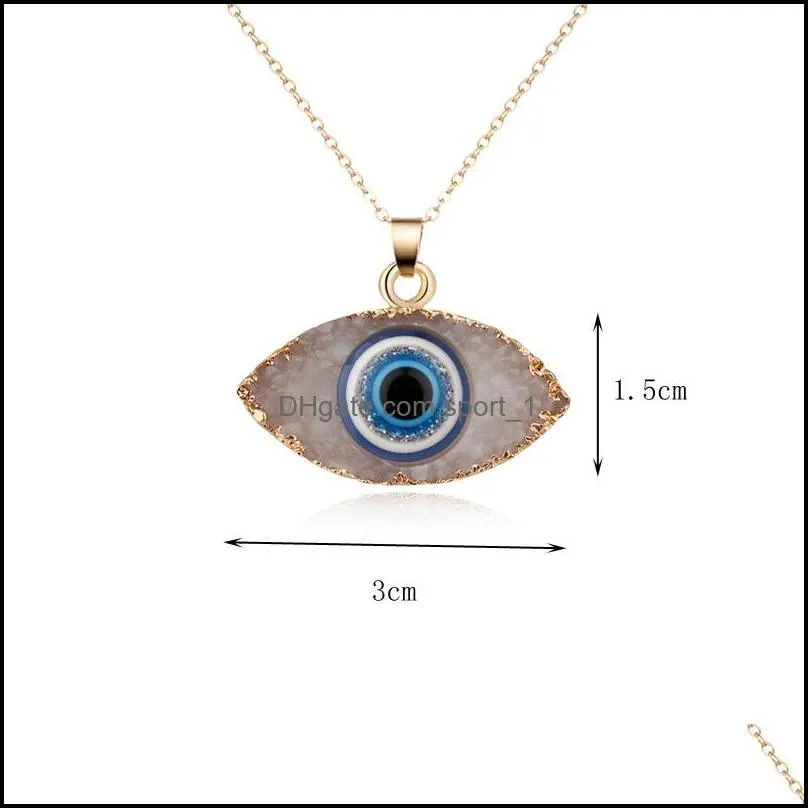 simple evil eye druzy drusy pendant necklace women resin handmade clavicel chains necklaces for female christmas imitation natural stone