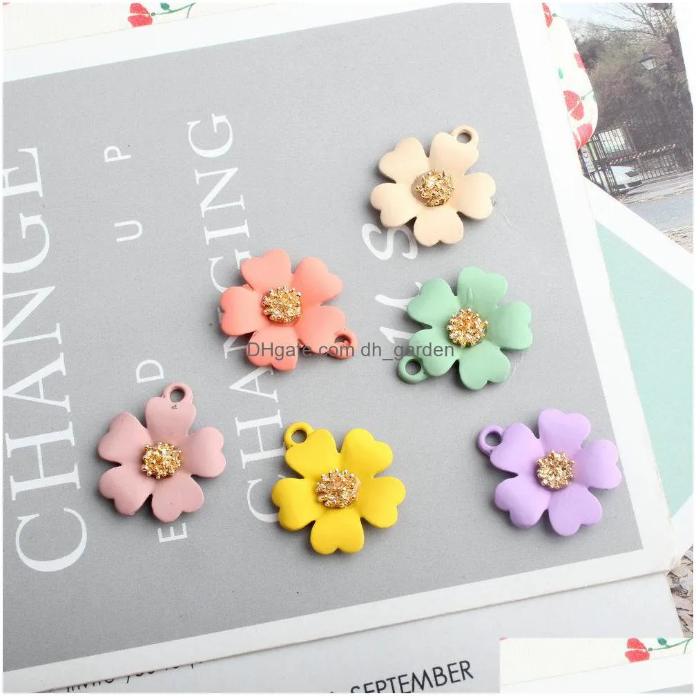 10pcs fivepetal flower enamel charms for making bracelet/necklace/earings fashion jewelry womens accessories