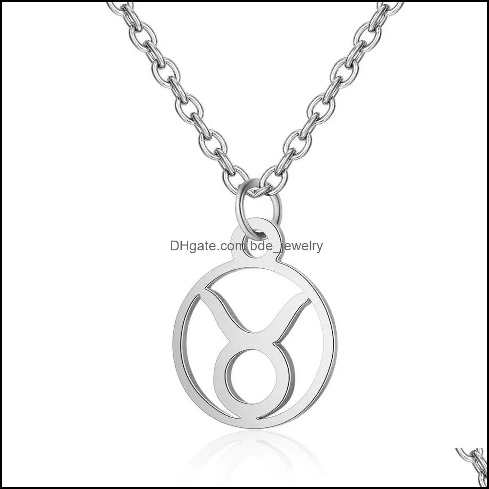 stainless steel zodiac sign necklaces for women men 12 constellation pendant chains personalized fashion jewelry gift