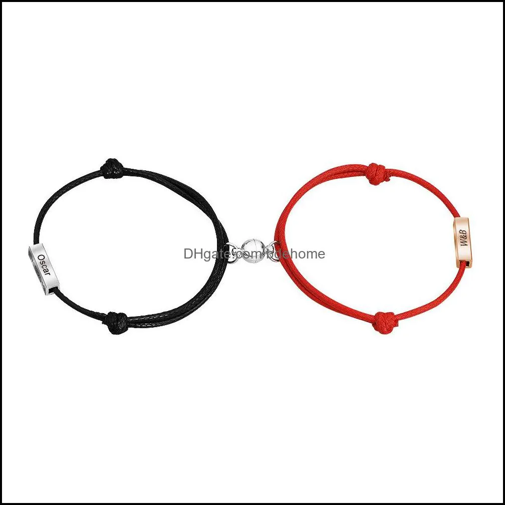 attract magnetic couples bracelets magnet forever connecting relationship promise rope braided bracelet set for sister q102fz