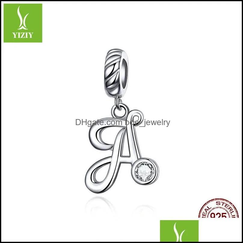 925 sterling silver 26 initial letters alphabet pendant handwritten language pendants charm for bracelets and necklace making