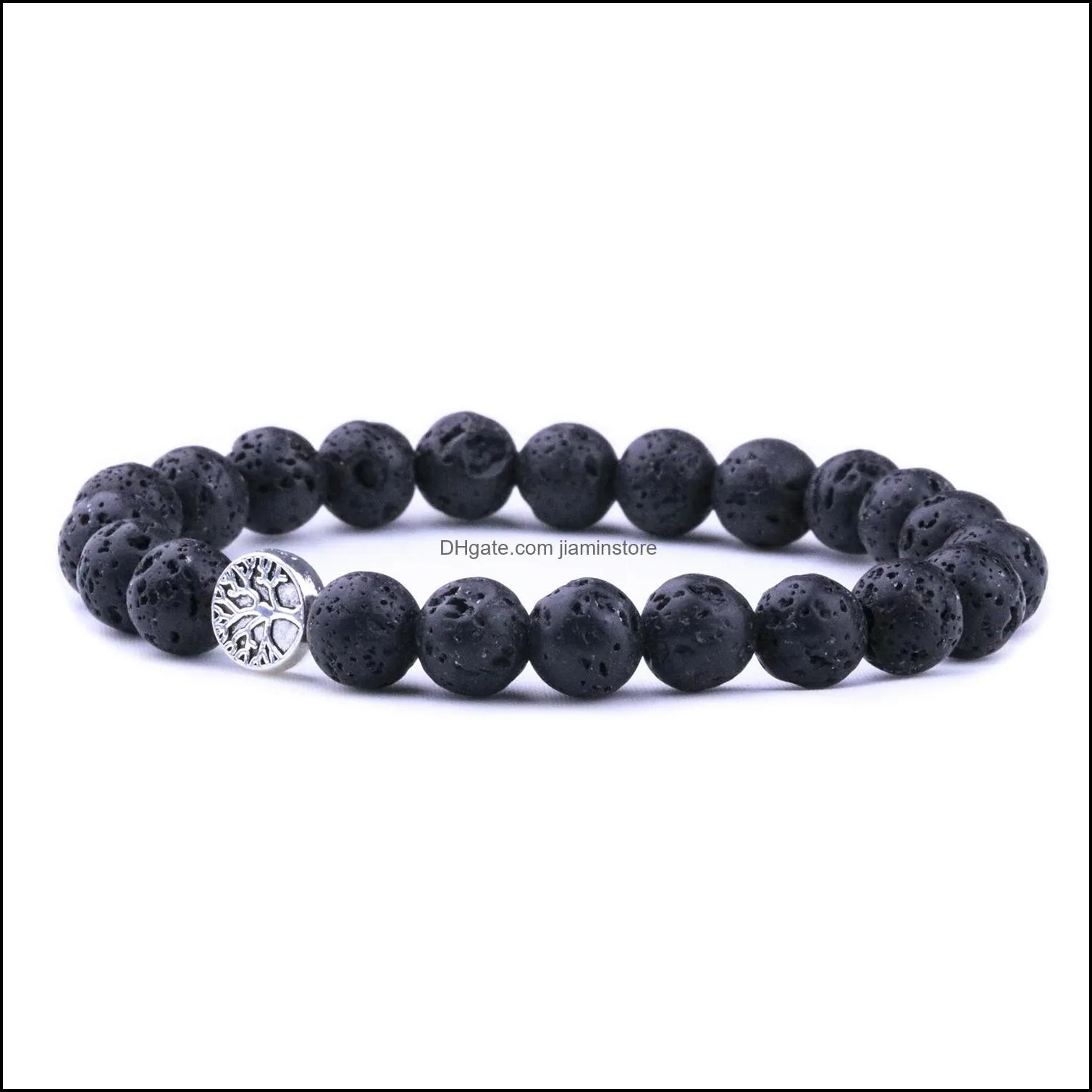 fashion 8mm black lava stone tree of life beads bracelets diy aromatherapy  oil diffuser bracelet for women men friend