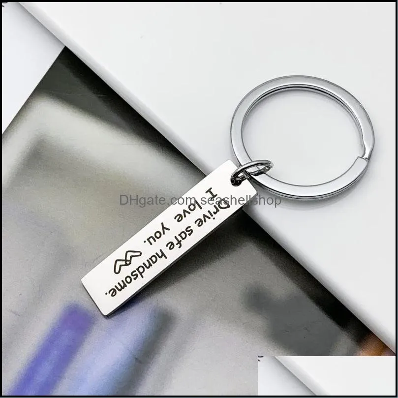 2019 personalized keychain drive safe i need you here with me engraved keychain aluminum fashion jewelry boyfriend father day gift