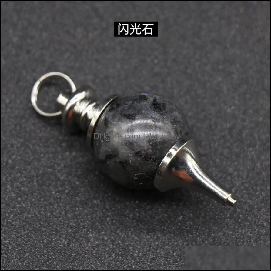 chakra reiki tiger eye pendulum natural stone pendant for dowsing pink quartz opal black onyx women men fashion jewelry