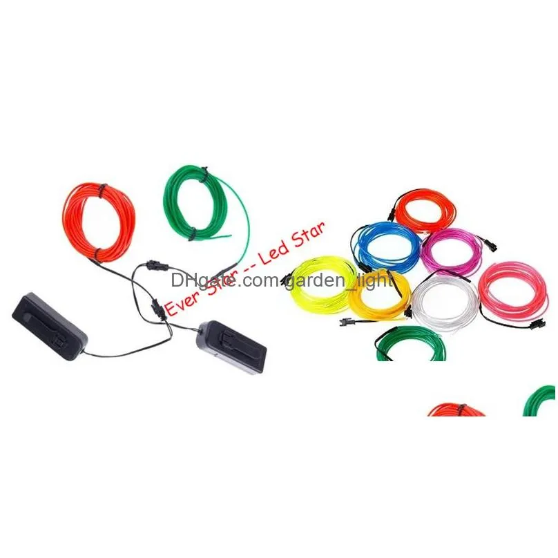 flashing el wire neon lighting lamp 1m 2m  flexible battery power led ribbon light cold light stage props strip light 10 colors