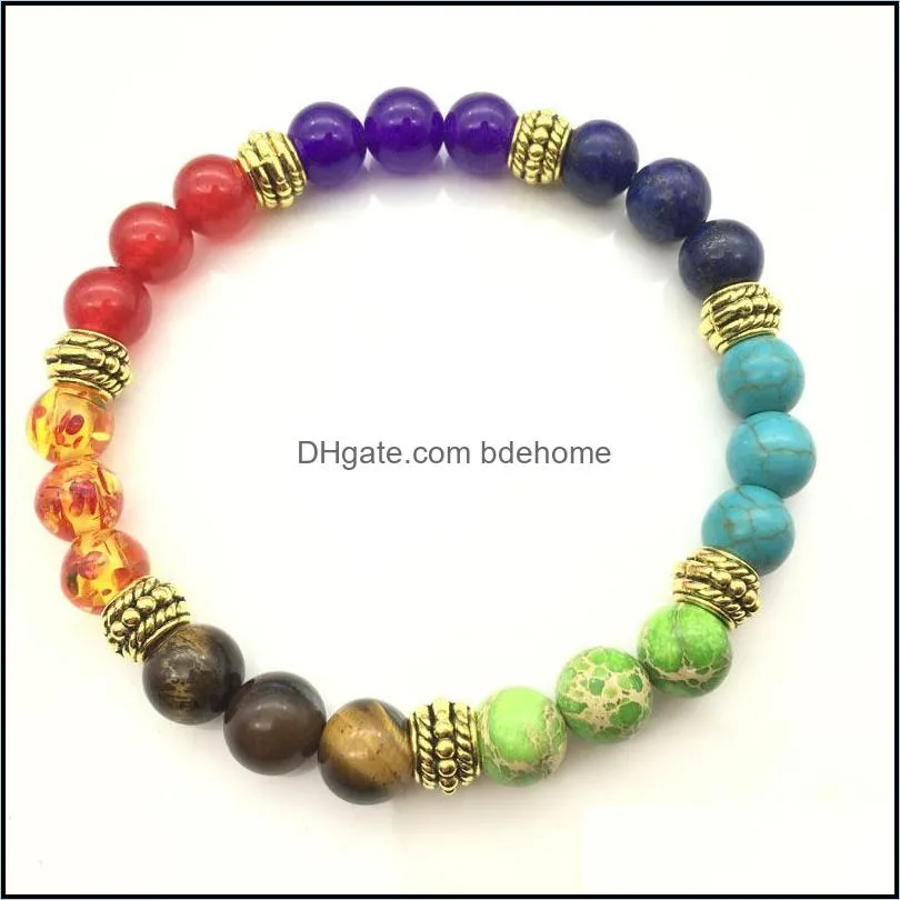 7 chakra yoga bracelet men women elastic rope natural stone energy jewelry balance handmade beaded bangle q67fz