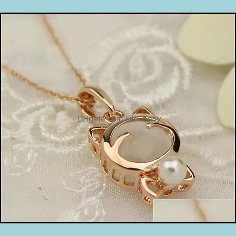 super cute lucky cat cat eye with pearl necklace female clavicle chain cat bow necklace whole sqctpo homes 718 t2