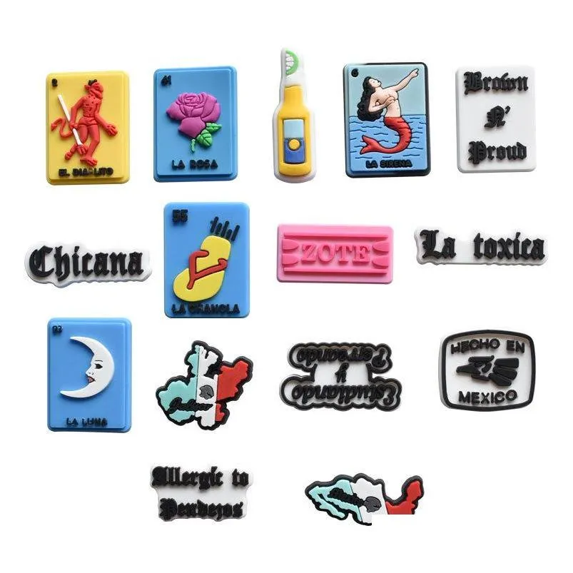 mexican theme cards shoe decoration charm accessories buckle jibitz for croc charms clog buttons