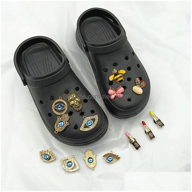  evil eyes metal croc charms designer for decorations golden trend love shoe accessories charms shoes charm ornaments buckles