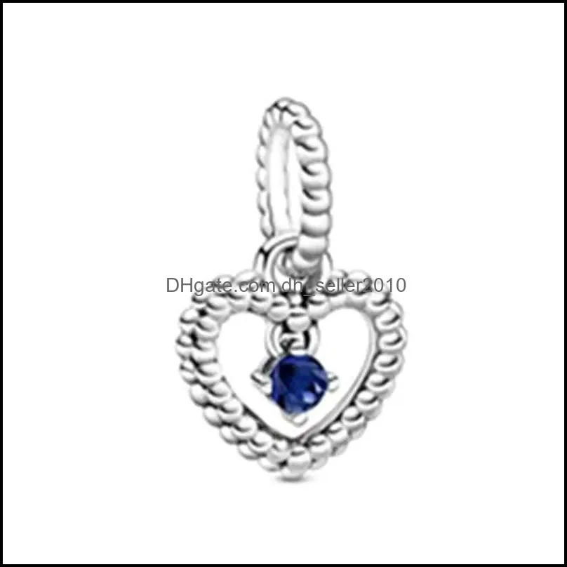 925 sterling silver 12 months beaded heart dangle fit pandora bracelet necklace pendant charm diy jewelry 489 h1