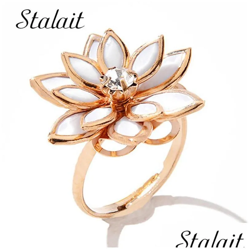 cluster rings gold snow lotus for women dripping oil multi layer love camellia flower ring wholesale fast to usa designerr