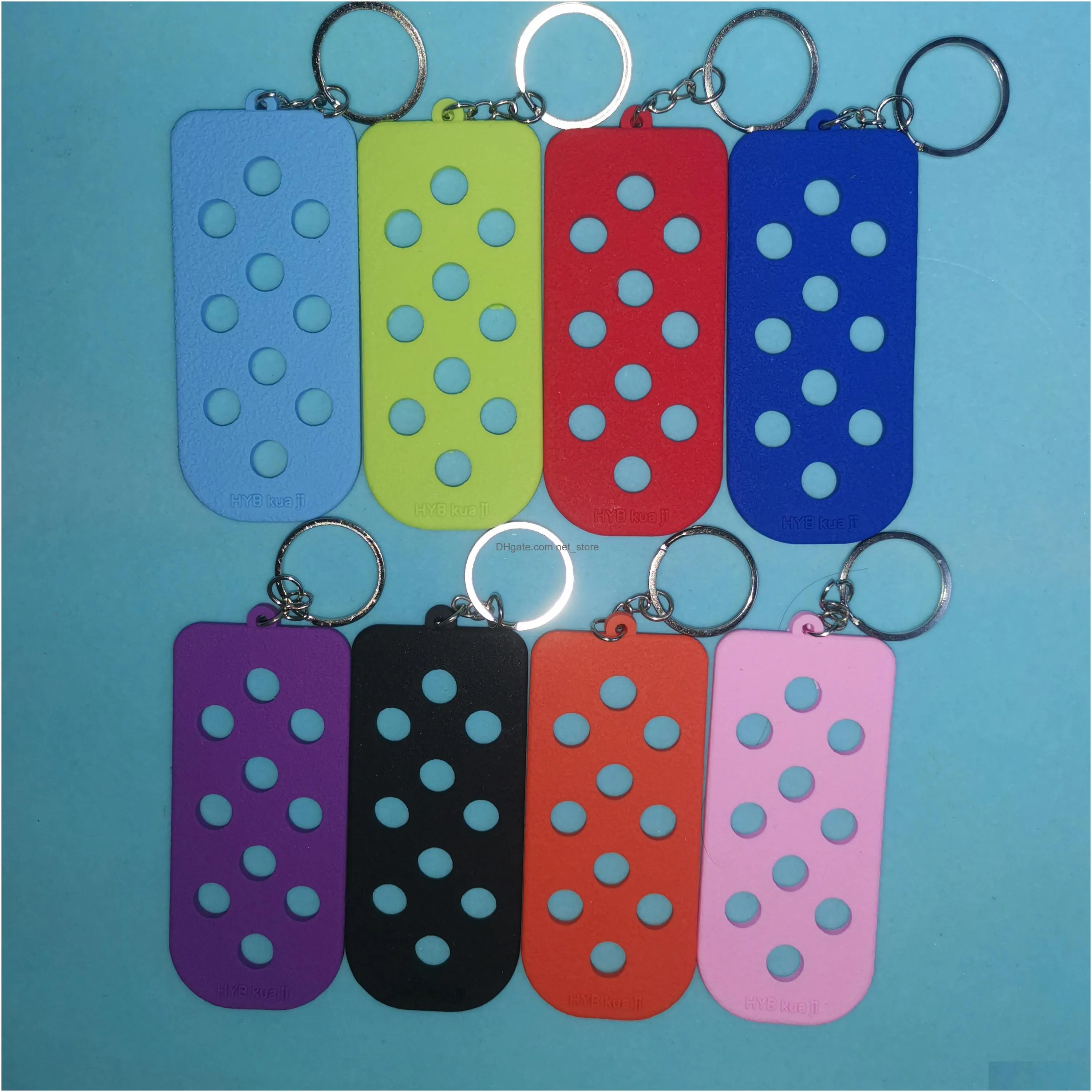 croc keychain holder candy color silicone keychain plate for charms women child gift can match shoe flower