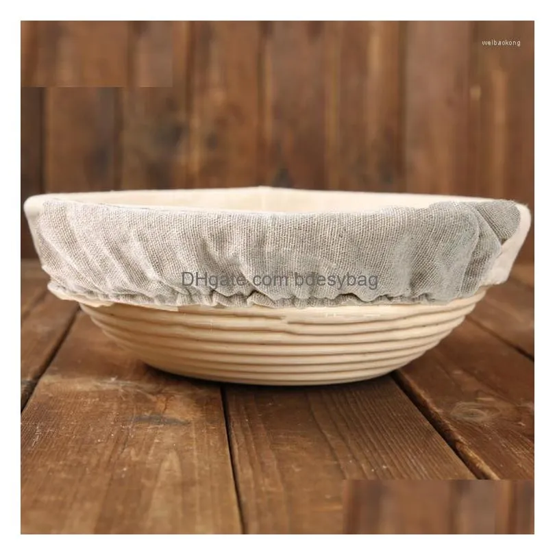 baking tools round rattan bread proofing basket with cover sourdough proving rising baskets bakery/cafe