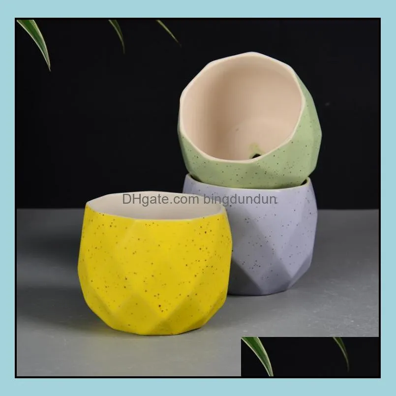 macaroon color flowerpot diamond shape geometric cute potted plant ceramics flower pot home decoration sn3258