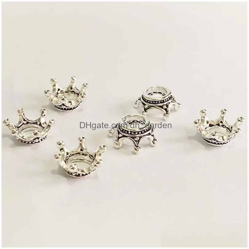 30pcs/lot charms mini crown shaped antique gold silver color pendant fit diy necklace handmade accessories jewelry whole