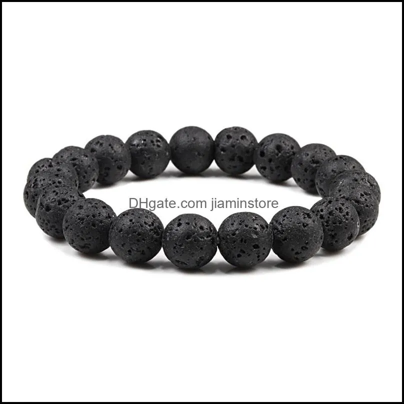 6/8/10mm volcanic lava stone beaded strands elastic bracelets  oil diffuser bracelet for men women jewelry