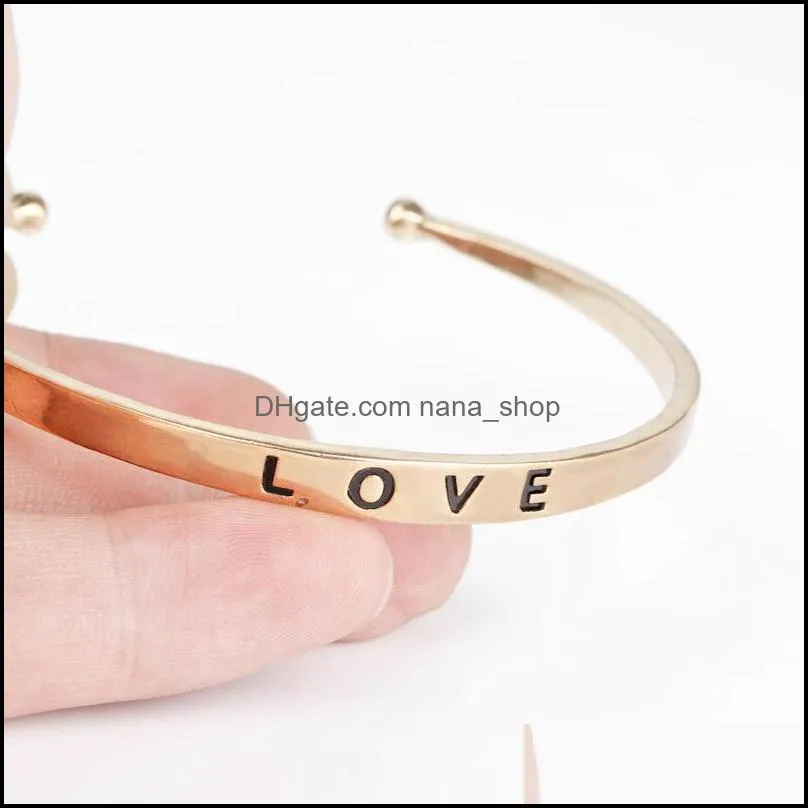 2019 fashion engraved love letter cuff bangle women creative open bracelet for men couple luxury jewelry gift