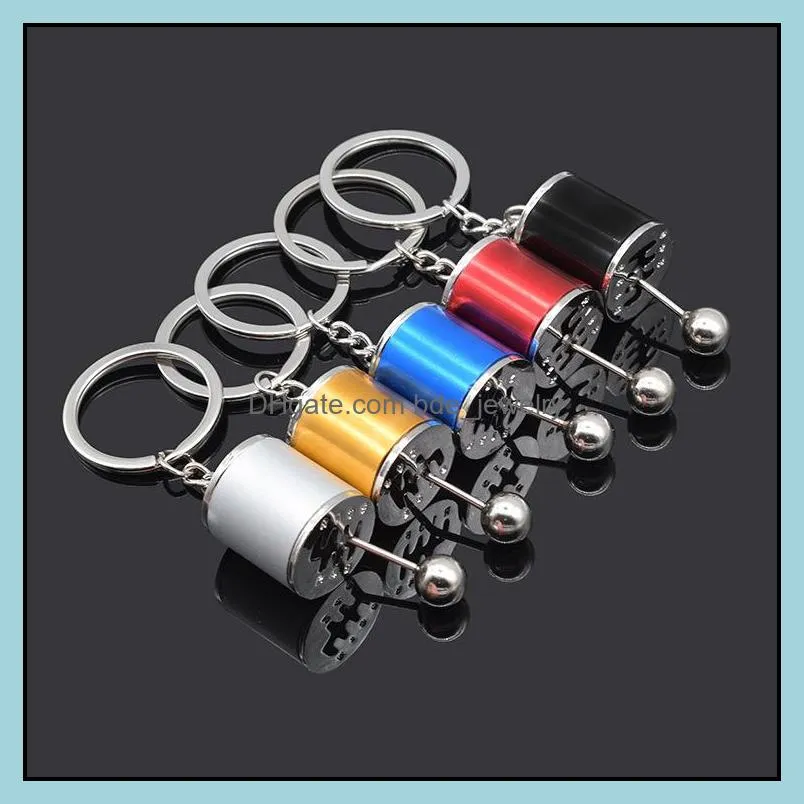 fashion creative car 6 speed gearbox gear head blower key rings manual transmission lever refitting metal pendant keychains