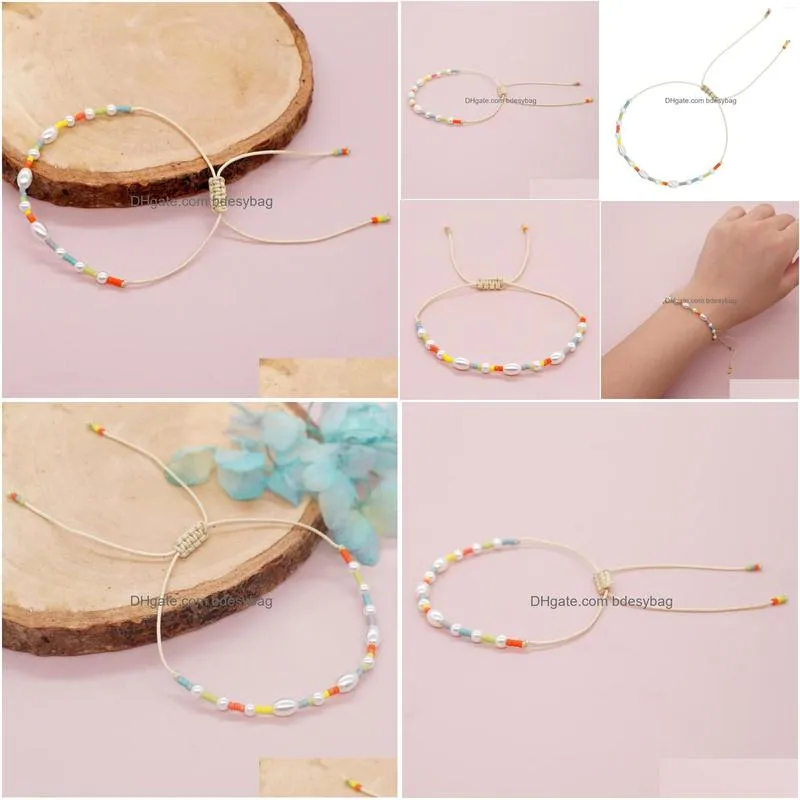 strand ins wind miyuki millet beads rainbow fashion imitation pearl handwoven beaded small bracelet for women