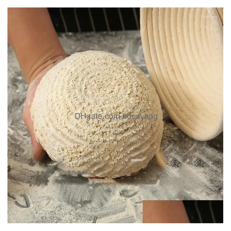 baking tools round rattan bread proofing basket with cover sourdough proving rising baskets bakery/cafe