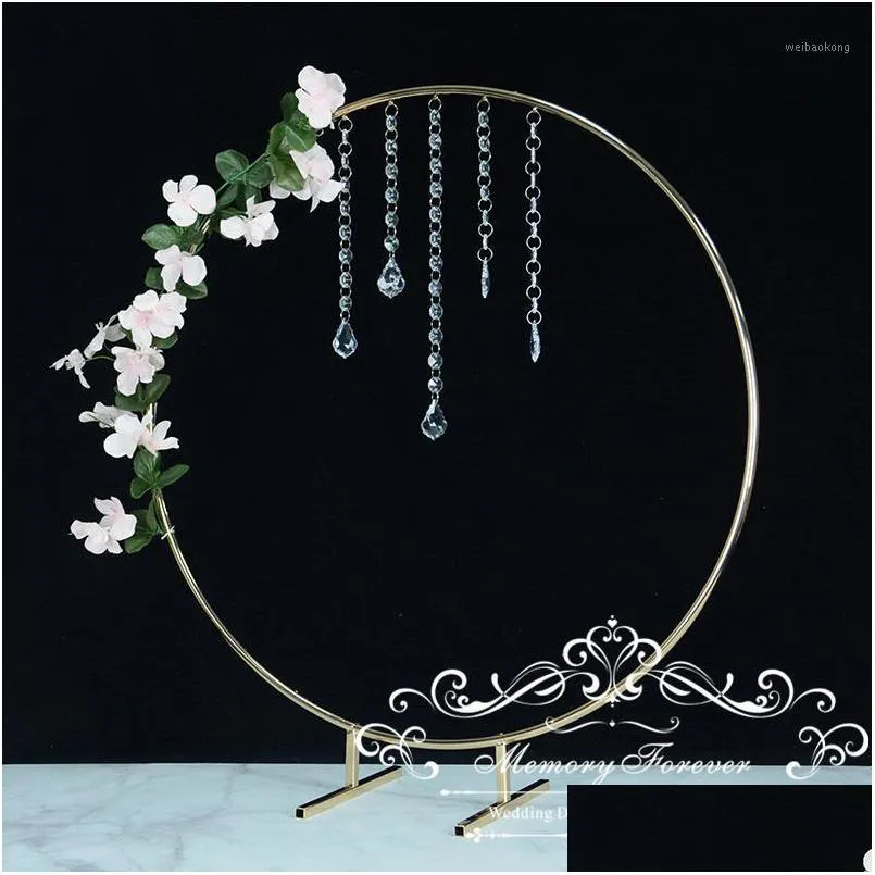 party decoration 15pcs 66 cm tall floral wreath gold flower stand wedding hoop centerpiece round decorative vase rustic ring display