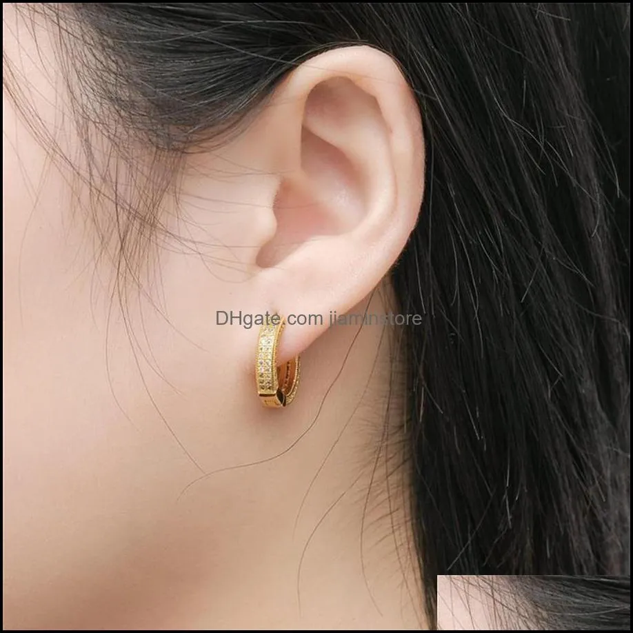 fashion hip hop earrings hoop ring studded with zircon bling shinny gold electroplating ear studs 2021271k277v