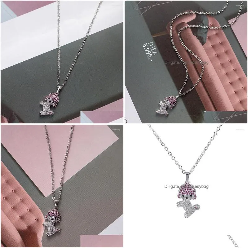 pendant necklaces chenglong the cute puppy with cz necklace in rhodium cover
