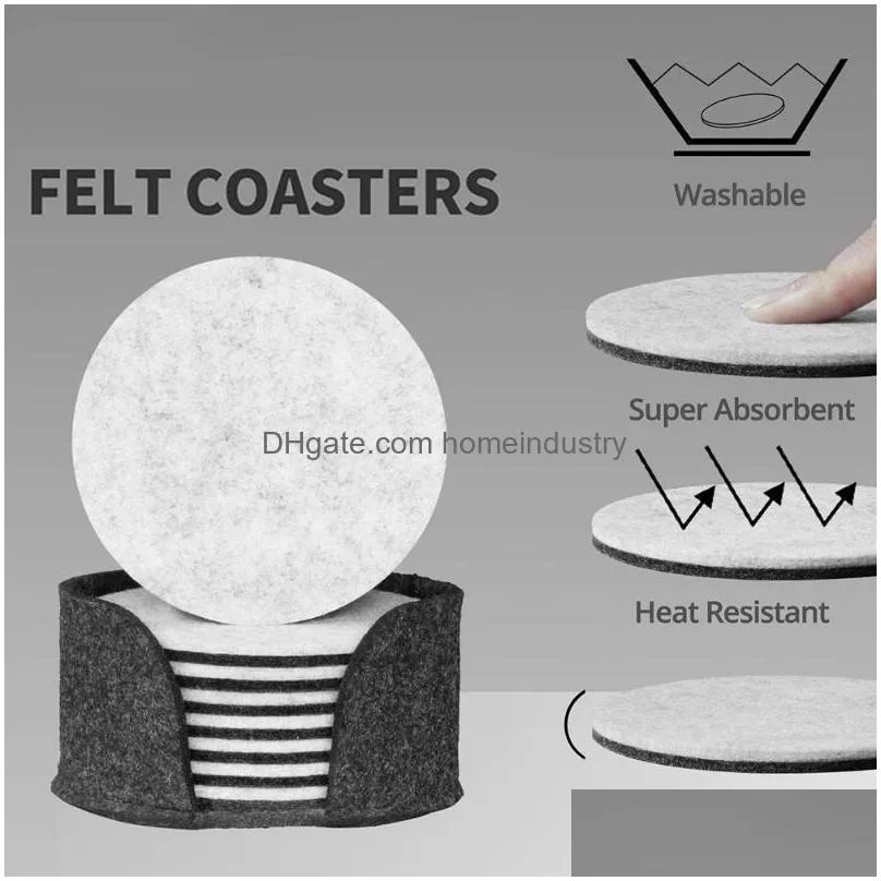 mats pads 8pcs/set felt cup mat pad storage box bowl mug drink coasters round protect tool with holder table placemats