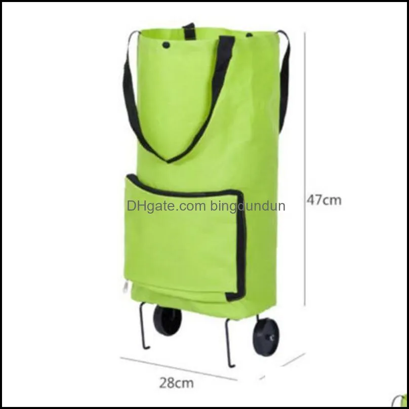 foldable shopping cart portable folding grocery bag tote for market shopping tb sale1